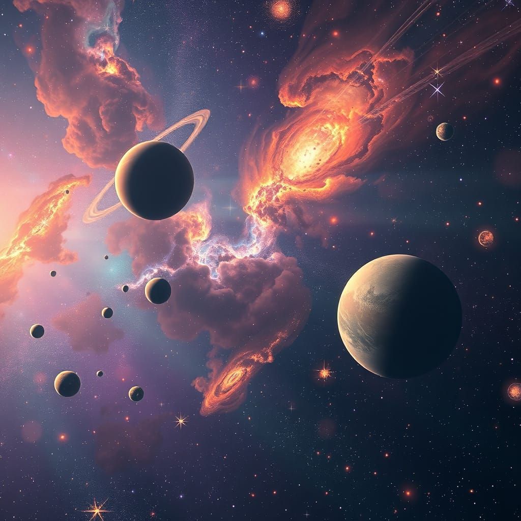 Surreal Cosmic Expanse of Stars and Nebulae