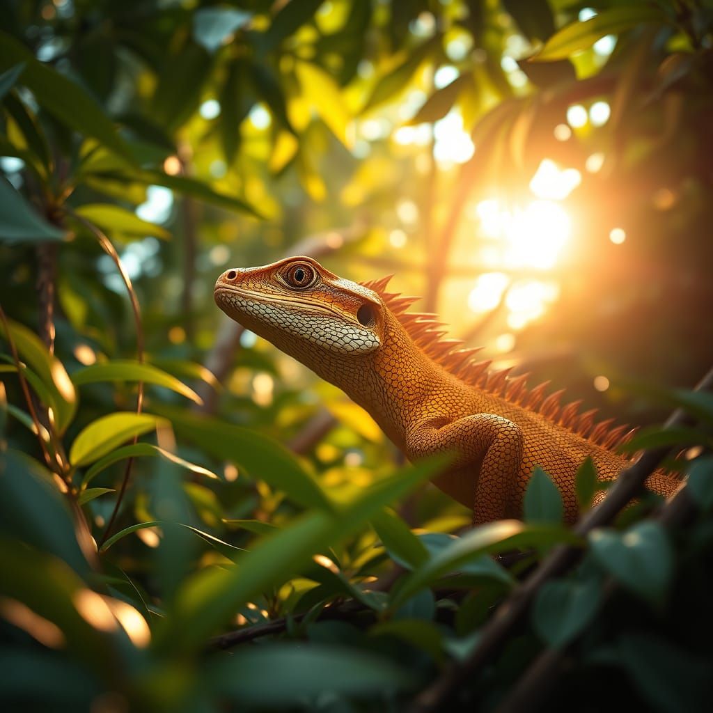 Majestic Golden Dragon in Jungle Habitat