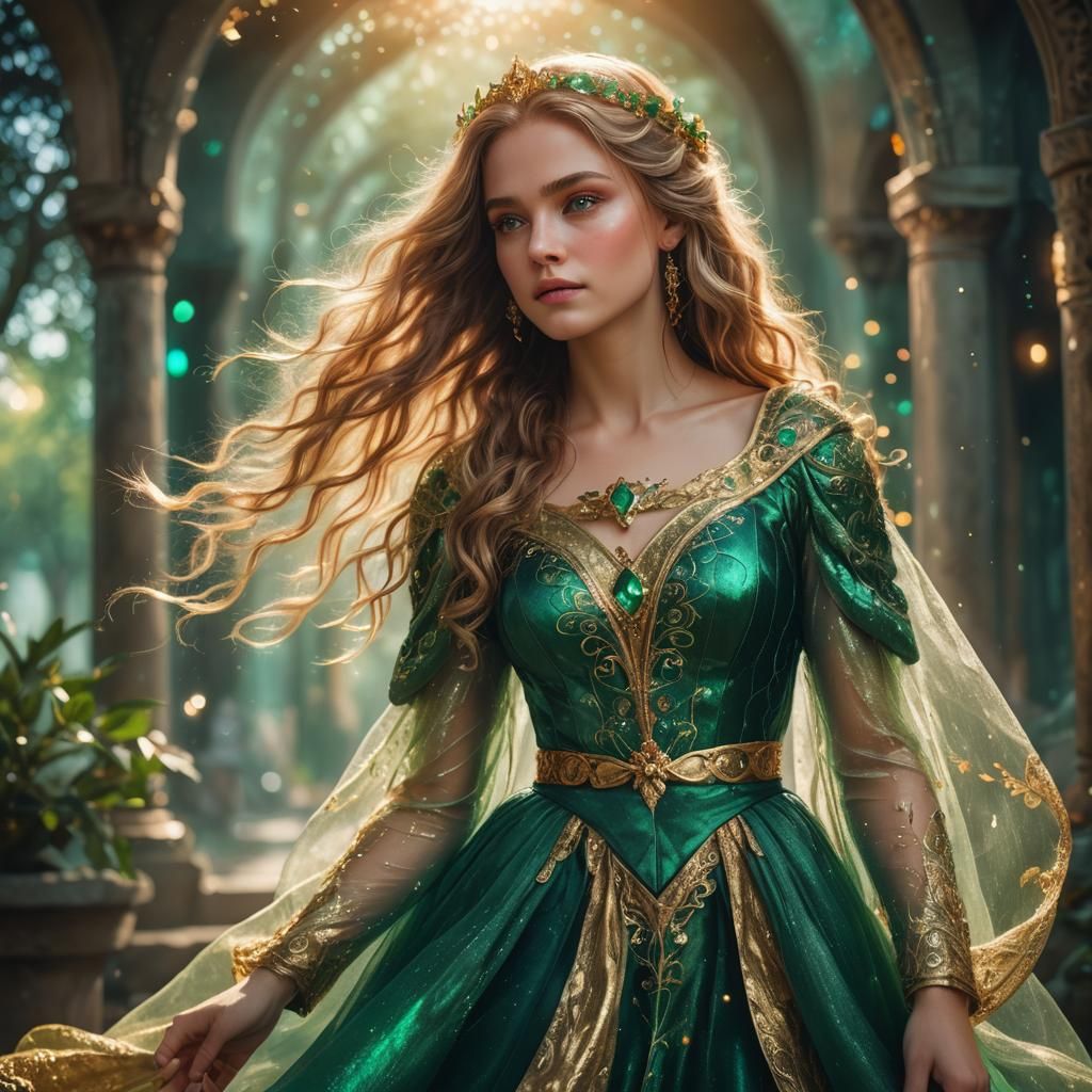 Beautiful Princess with Emerald Eyes: Fantasy Concept Art