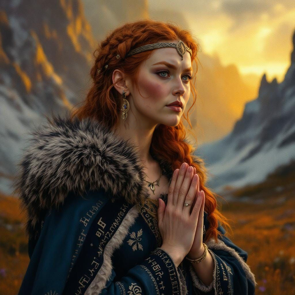 Viking Goddess Hlin in Detailed Matte Painting