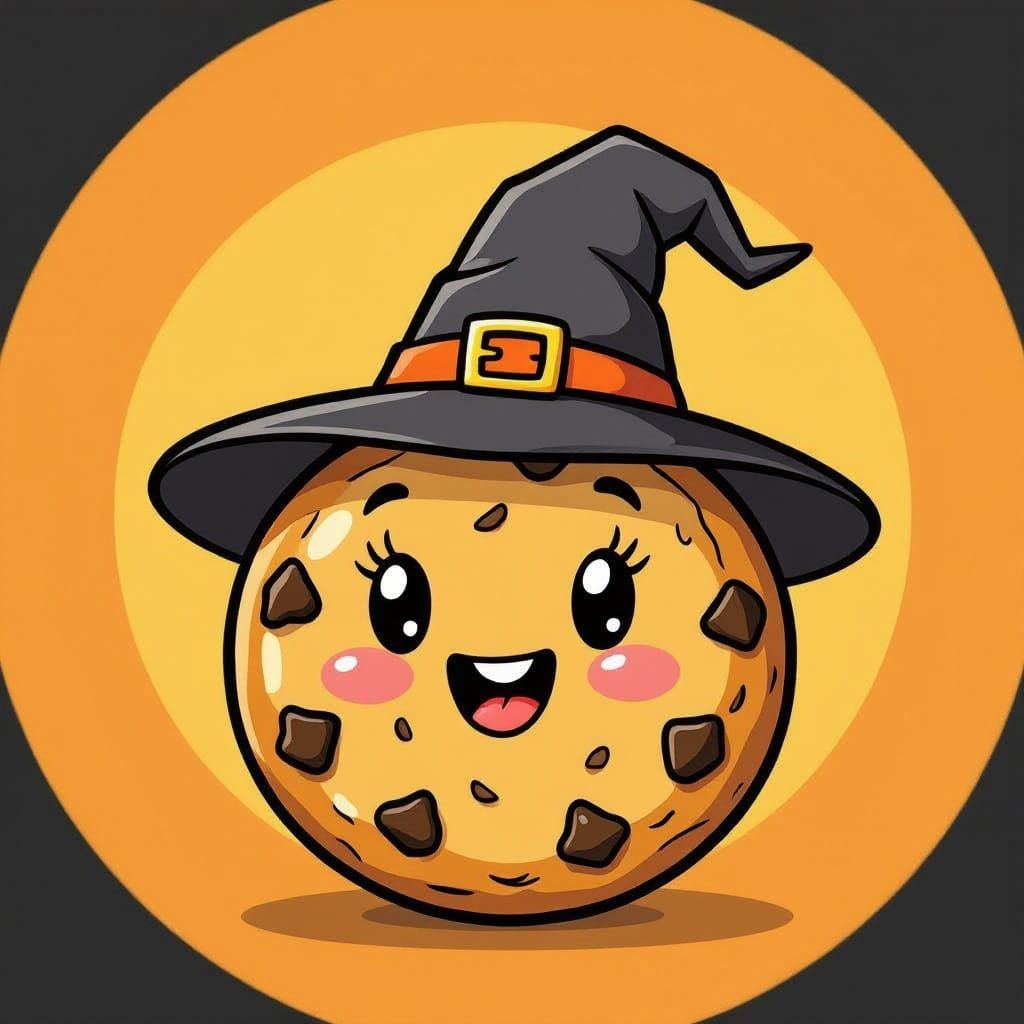 Cute Halloween Cookie Character with Witch Hat