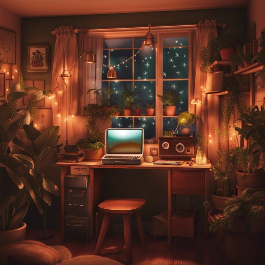 Cozy Lofi Bedroom with Record Player