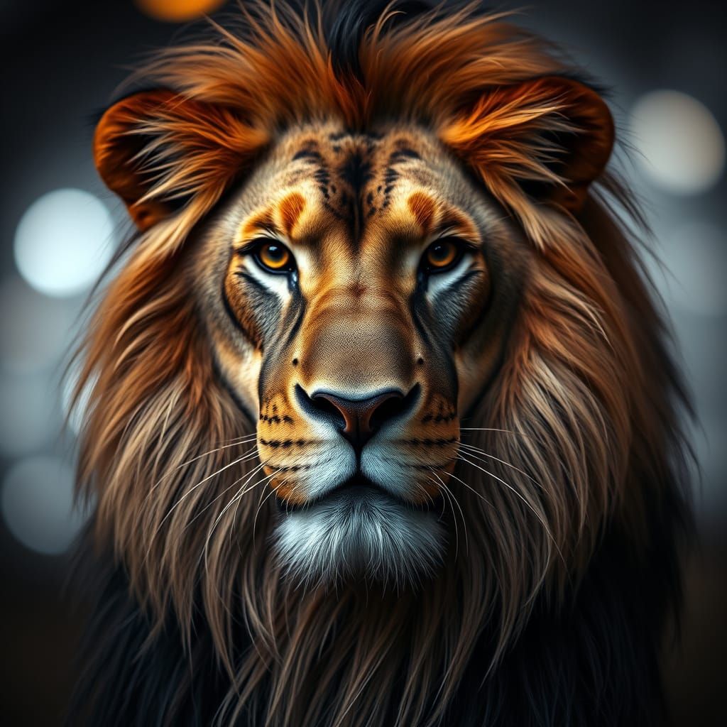 Majestic Lion Portrait with Zentangle Mane