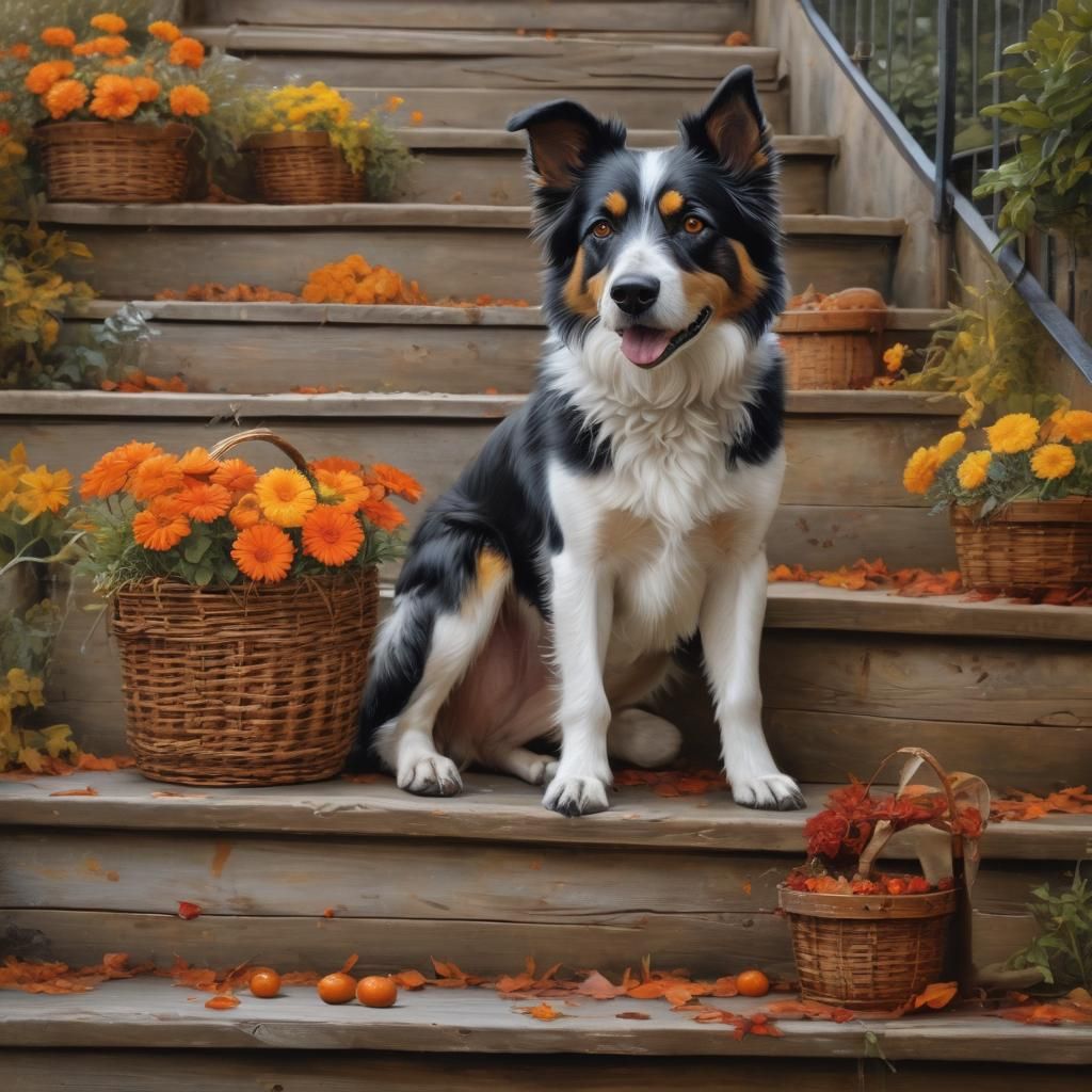 airbrushed, oil painting, whimsical realistic, a scruffy bla...