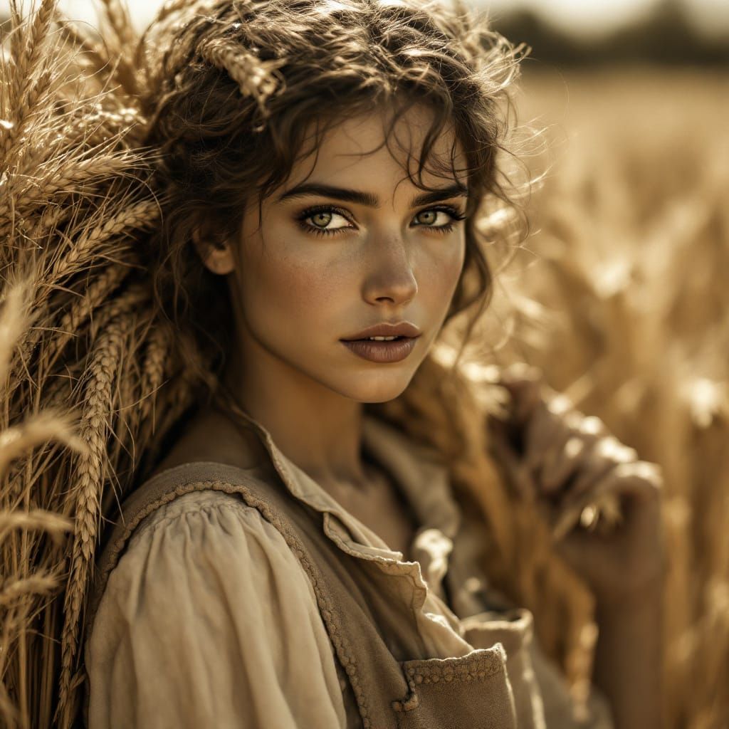 Vintage Peasant Woman Portrait in Sepia Tones