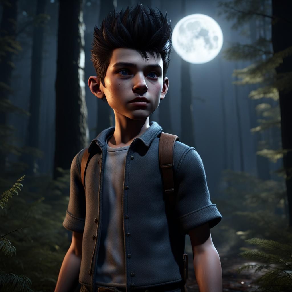 Boy's Werewolf Transformation: Cinematic 3D Art