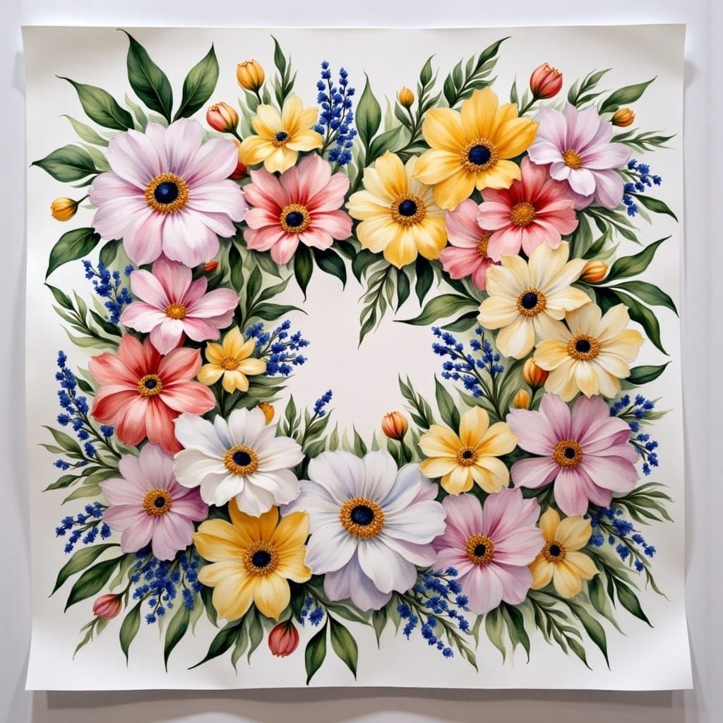 Interlocking Numerals in Impressionistic Watercolor Painting