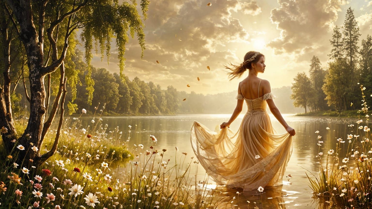 Whimsical Wind Dancer in Floral Fields