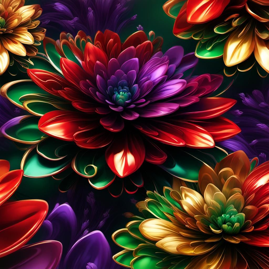 Hyperrealistic Floral Splash Art in Neo-Impressionism Style