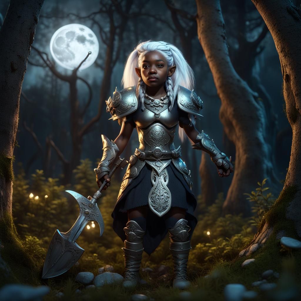 Moonlit Gnome Cleric in Full Plate Armor
