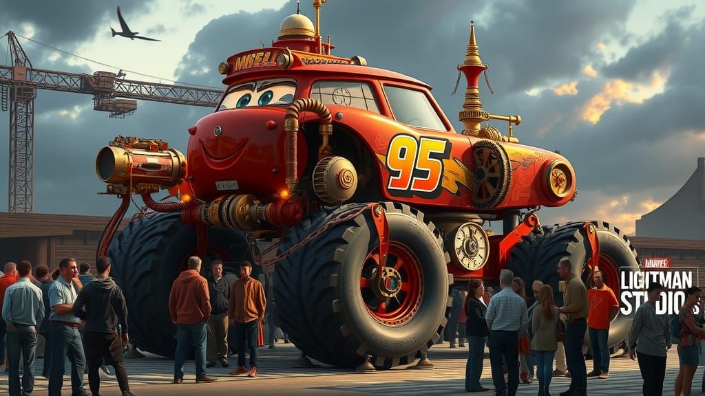 Steampunk Lightning McQueen with Mechanical Legs