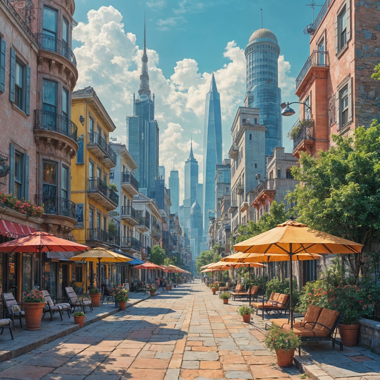 Timeless Futuristic Masterpiece in Mixed Media Impressionism