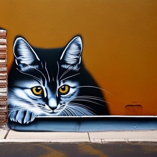 Playful Kittens in Graffiti Alley, Comic Book Art