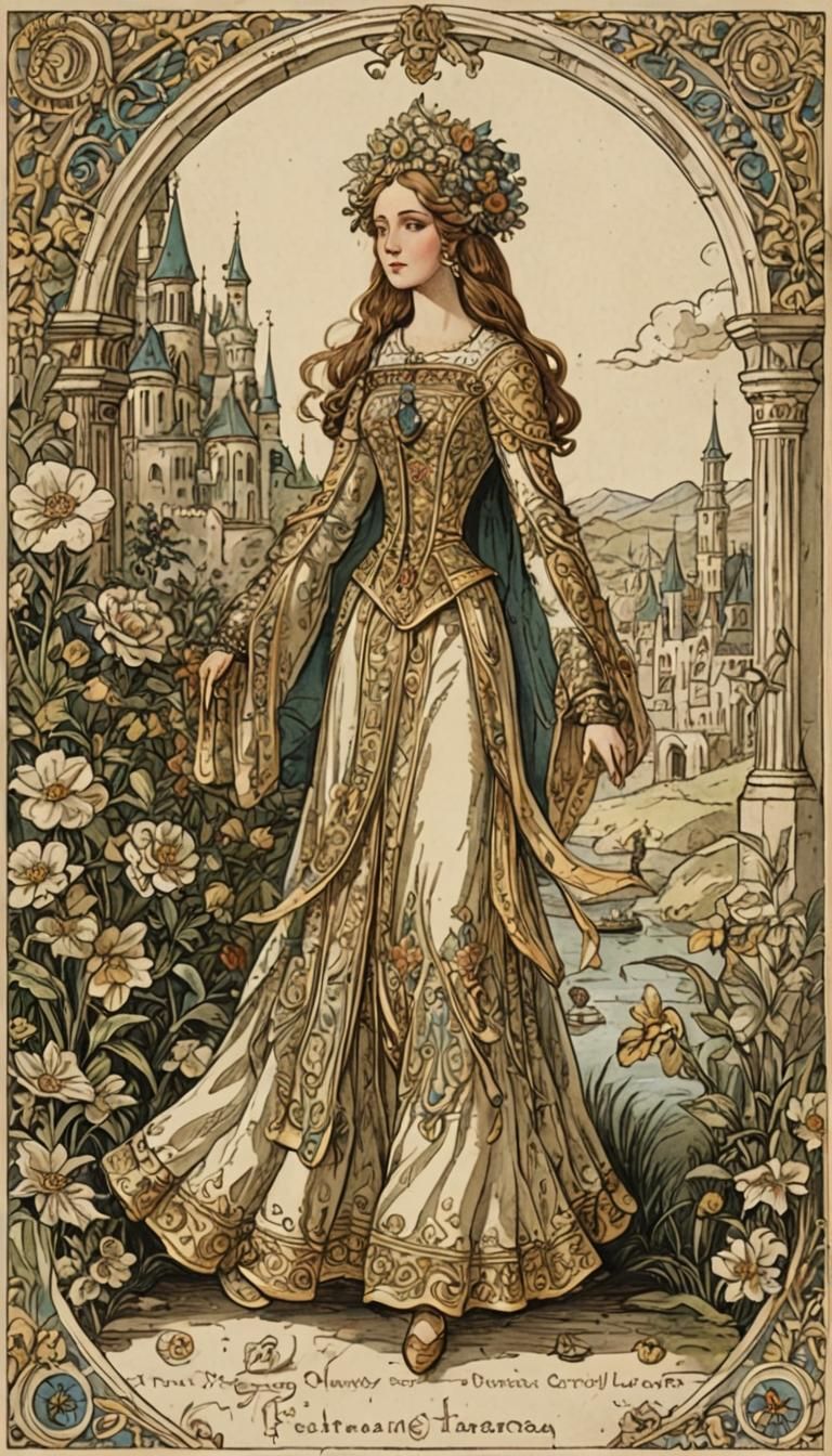 Neon Lit Girl in Chiffon Dress: Fantasy Illustration