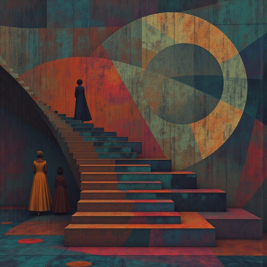 Geometric Minimalist Scribbles and Stairs