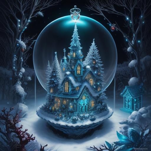 Bioluminescent Christmas Wonderland Fairy-Tale Scene