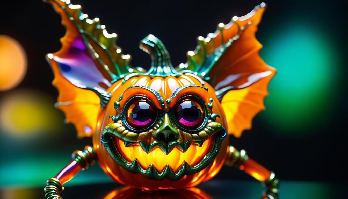 Glass Pumpkin Goblin in Whimsical Surrealism Style