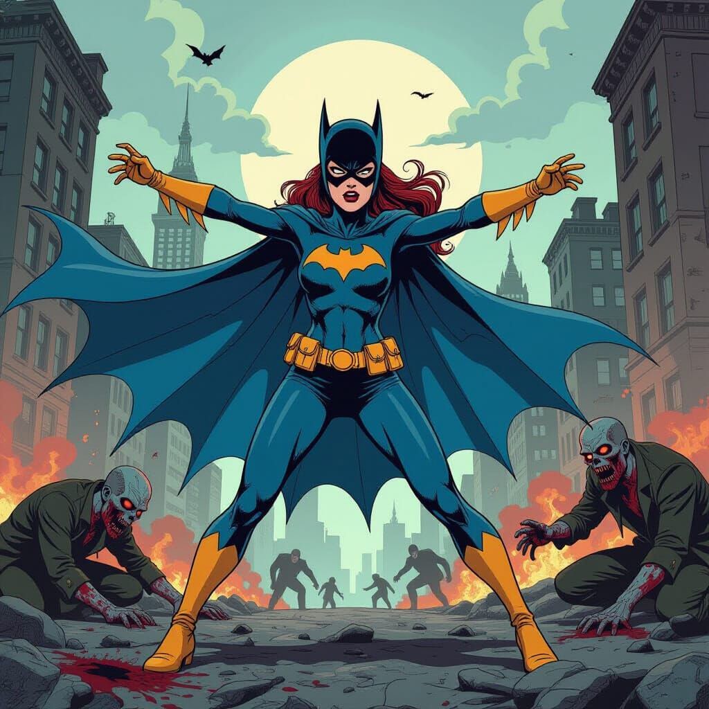 Batgirl Fights Undead Walkers in Post-Apocalyptic City