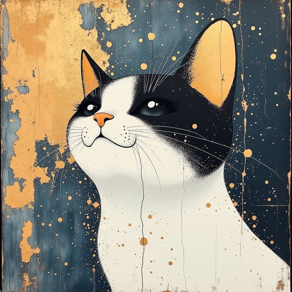 Whimsical Cat in Vibrant Oil Painting