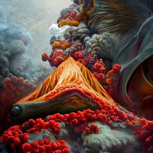 Volcano Eruption in Hyperrealistic Oil Painting