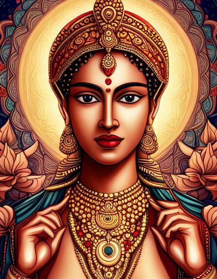 Goddess Shakti Portrait in Hyperrealistic Indo-Futurism