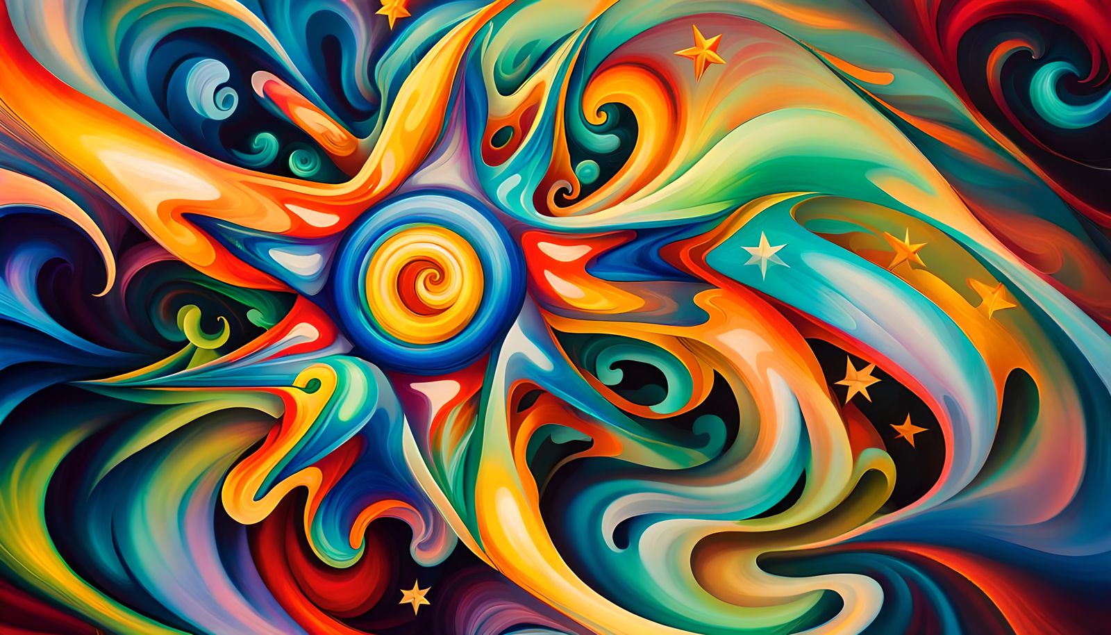 Iridescent Stars Connected in Electromagnetic Plasma