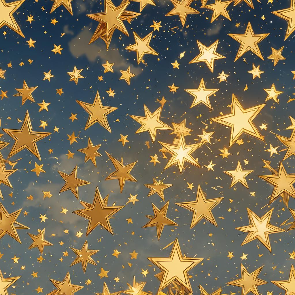 Golden Stars in Anime Style 3D Rendering
