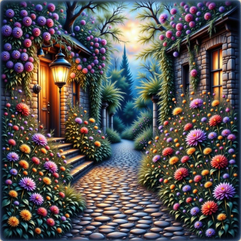 Bohemian Lantern Glows on Wildflower Path