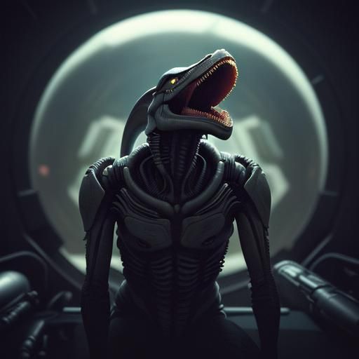 Xenomorph Adrift in Space: Cinematic Film Still