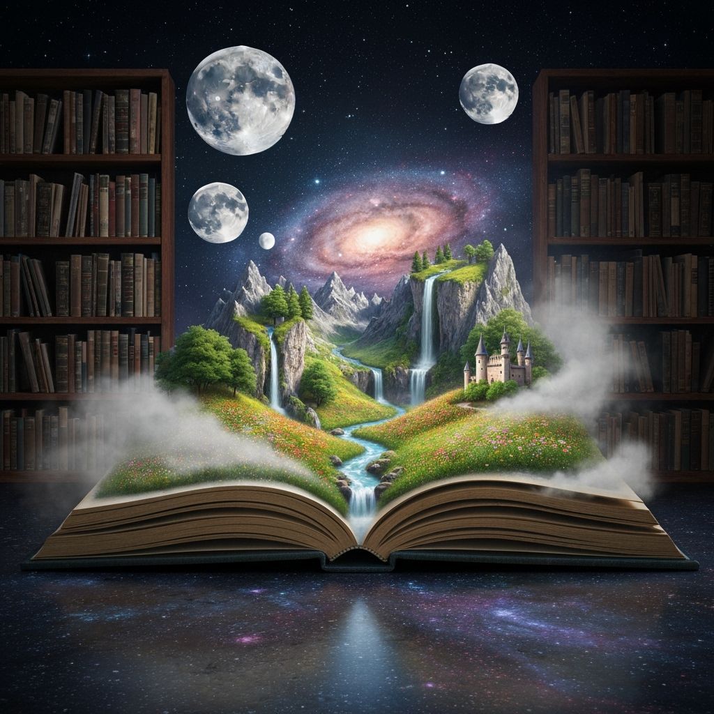 Miniature World Emerges From Book, Detailed Galaxy