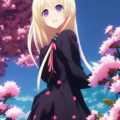 Anime Girl in Flower Field, Manga Style
