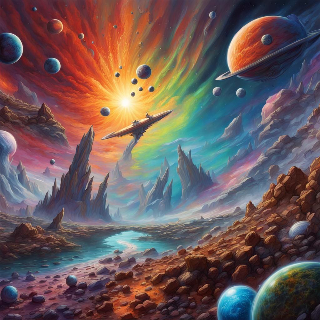 Vibrant Alien Worlds and Spaceships in Graffiti Art