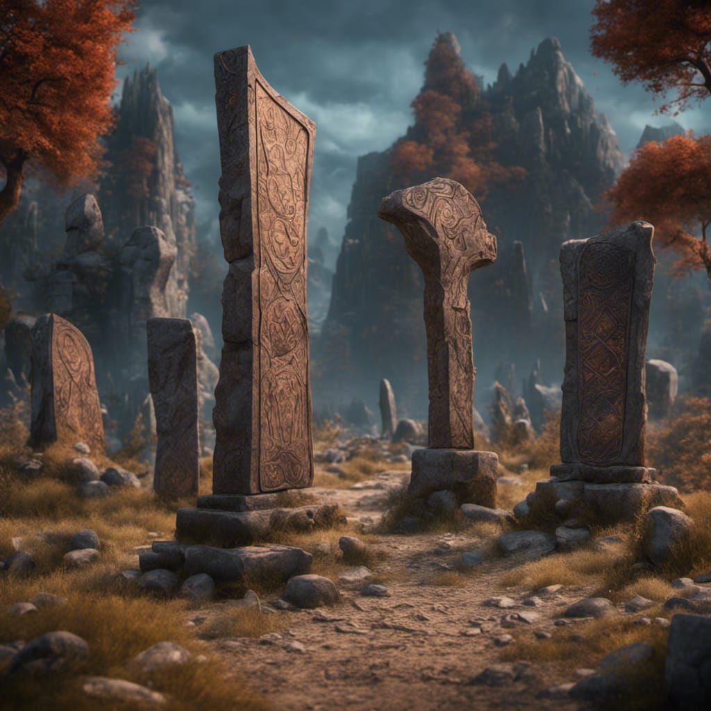 Fantastical Rune Stones Matte Painting in 8K