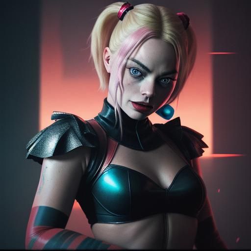 Harley Quinn in Wasteland: Pop Art Digital Painting