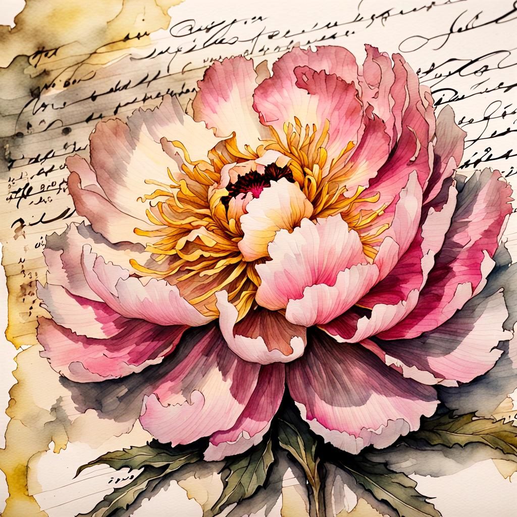 pink and yellow peony