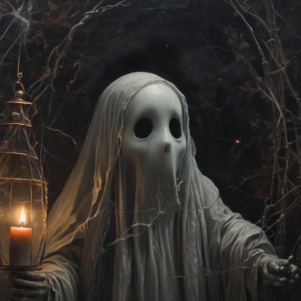 Eerie Victorian Ghost in Gothic Oil Painting