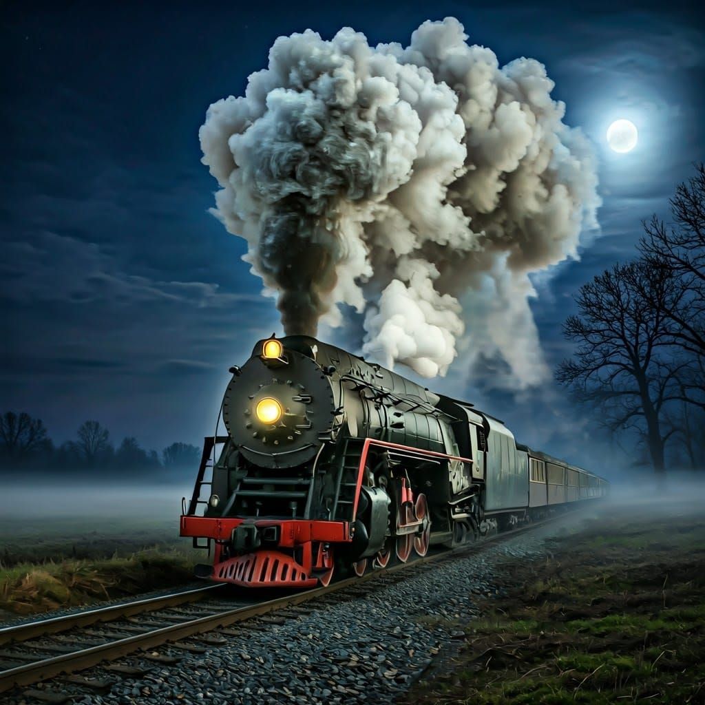 Ethereal Pirate Steam Train in Dreamlike Style