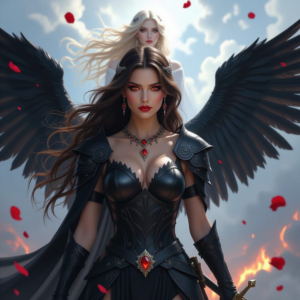 Goddess of Lightning with Black Wings