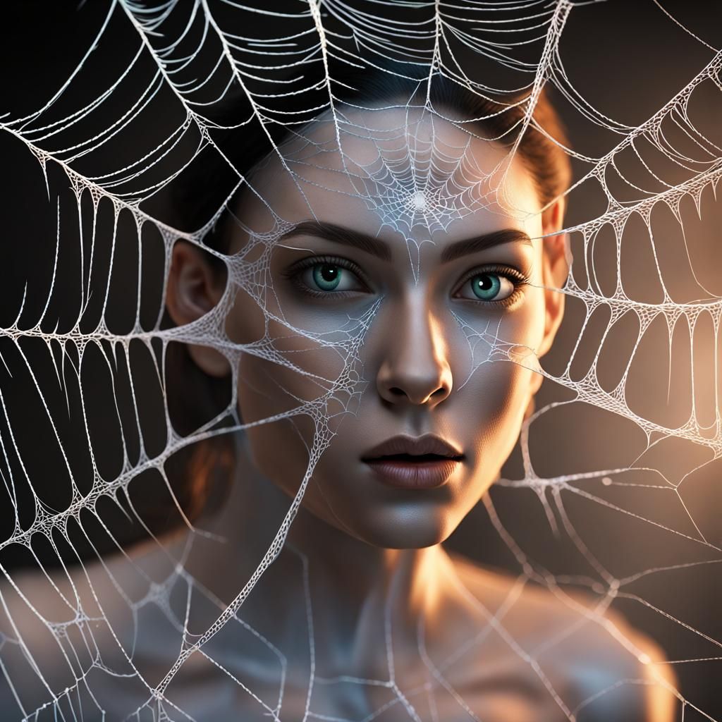 Spider Web Woman with Spiders, Detailed Matte Painting