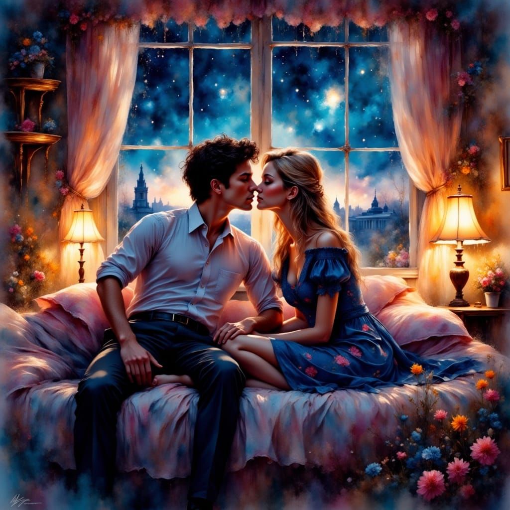 Synthwave Kiss in a College Dorm Room