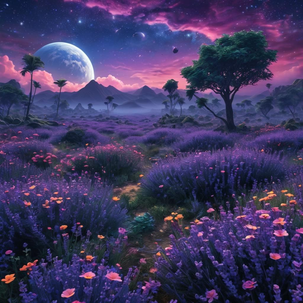 Exotic Planet Flight with Lush Alien Vegetation