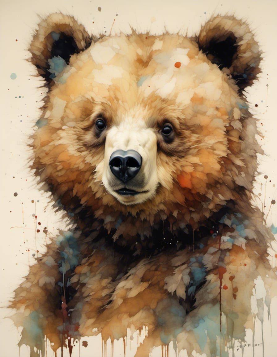 Happy Fuzzy Baby Bear Cub Portrait