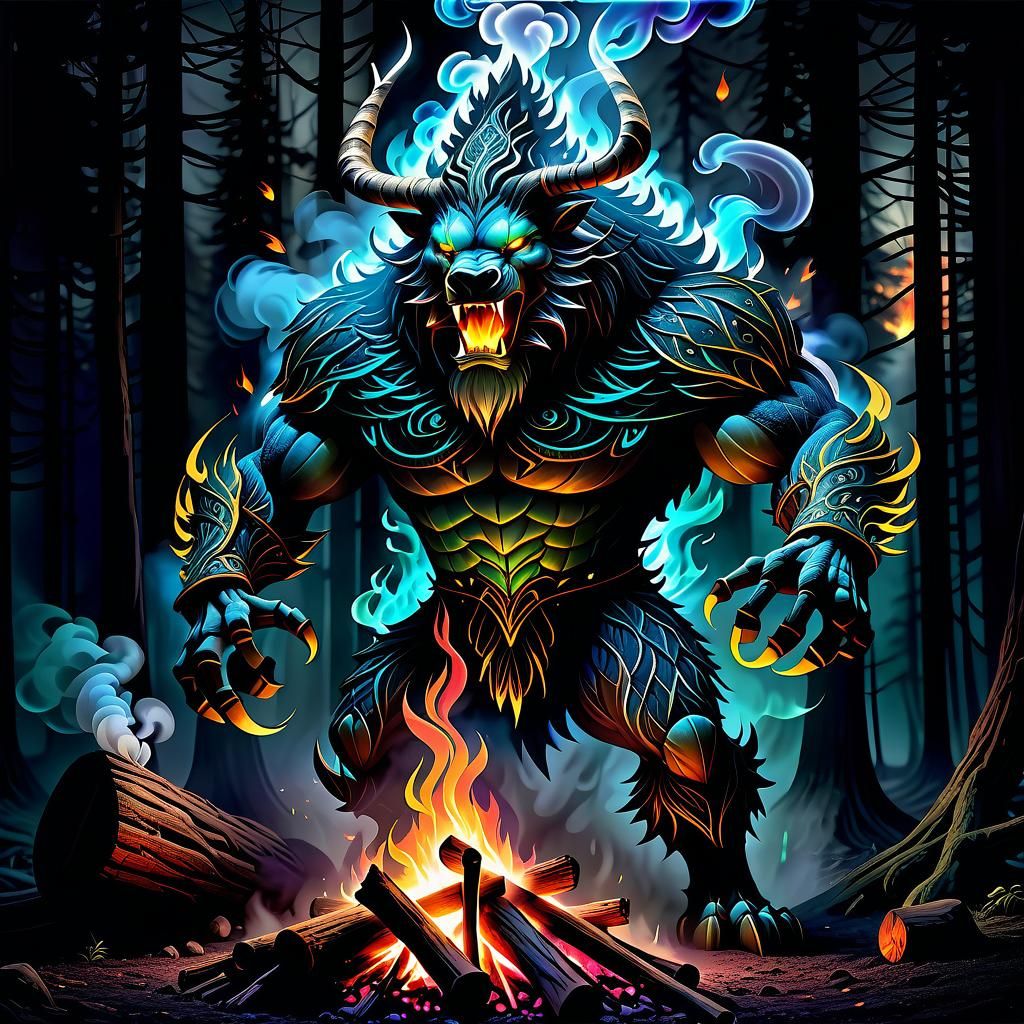 Smoky Forest Creature in Airbrush Art Style