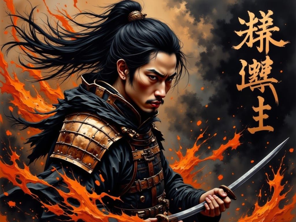 Surreal Samurai Warrior in Copper-Hued Armor