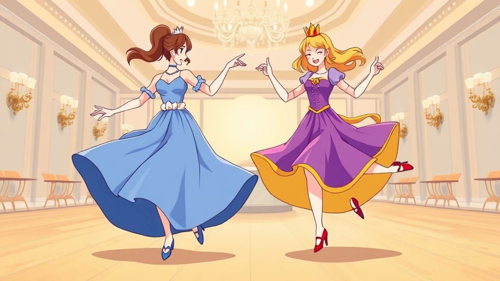 Cartoon Princesses Tap Dancing at High Speed