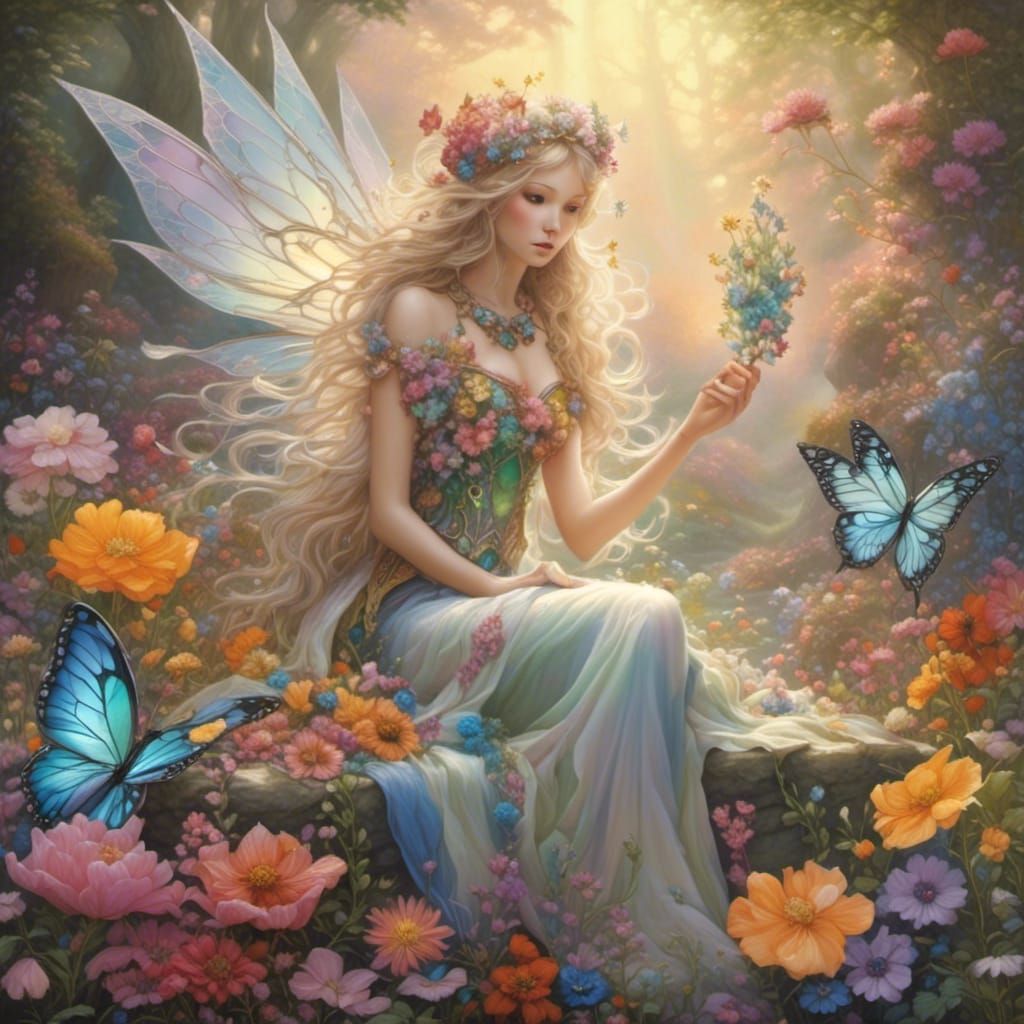 Fairy with Her Magical Flowers