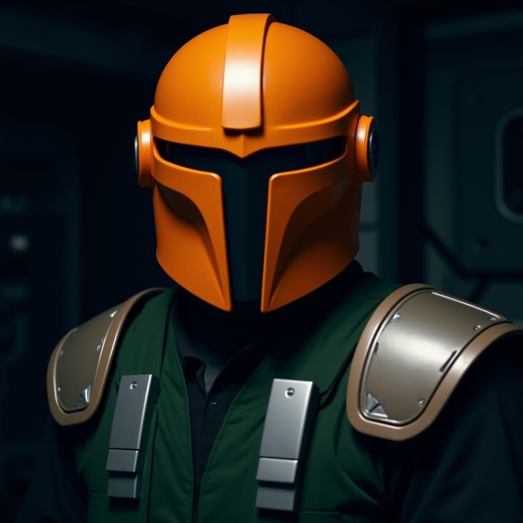 Orange Mandalorian Helmet with Dark Visor