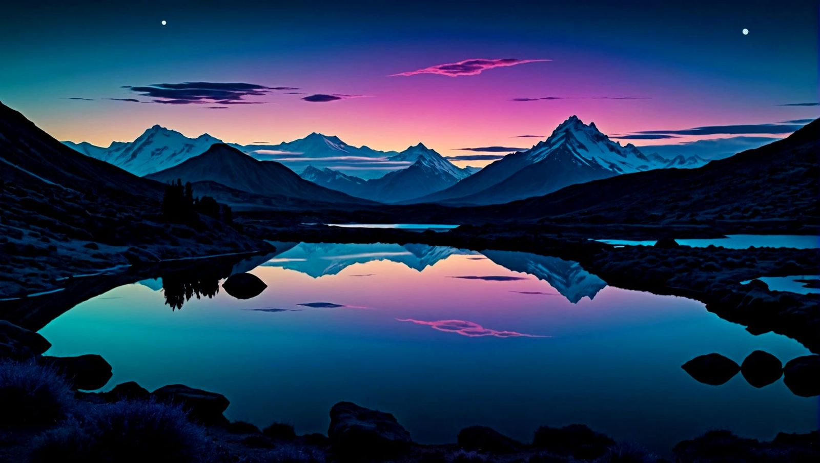 Surreal Inverted Landscape in Ethereal Twilight