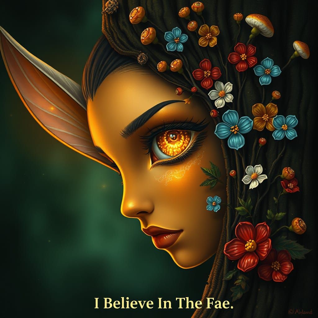 Enchanting Female Fairy Portrait in Whimsical, Surreal Style