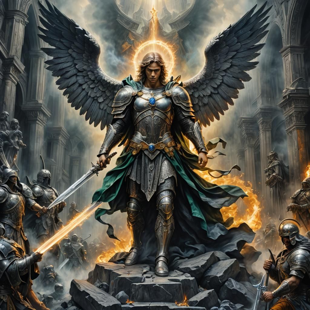 Archangel Michael's Judgment in Charcoal